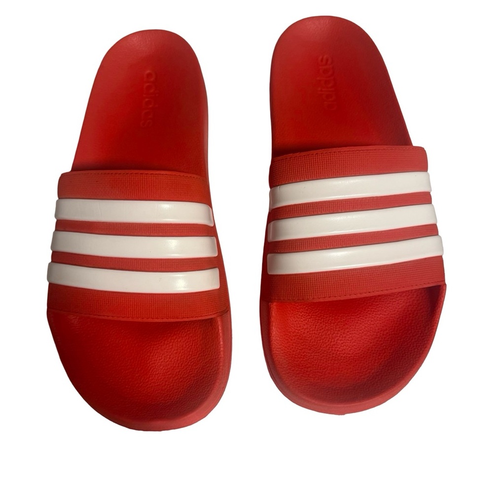 Adidas Men’s Red Sportswear Adilette Cloudfoam Shower Sliders EUC Size 13
